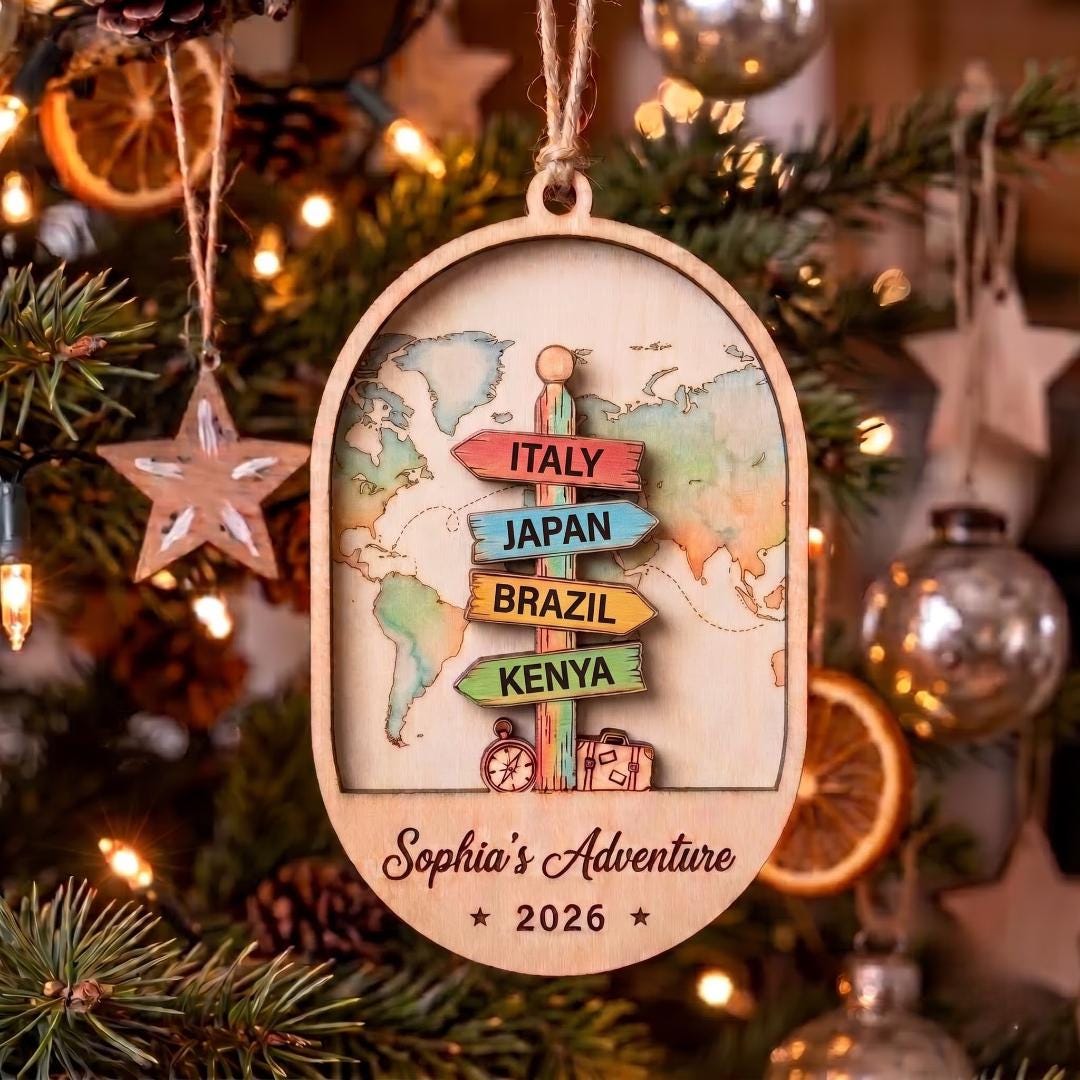 Adventure wooden ornament with orange slices and a star