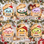 Six bao dumpling steamer wooden ornament designs numbered 1 to 6 with the name Amelia