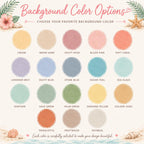 Eighteen background color options for the beach vacation tumbler