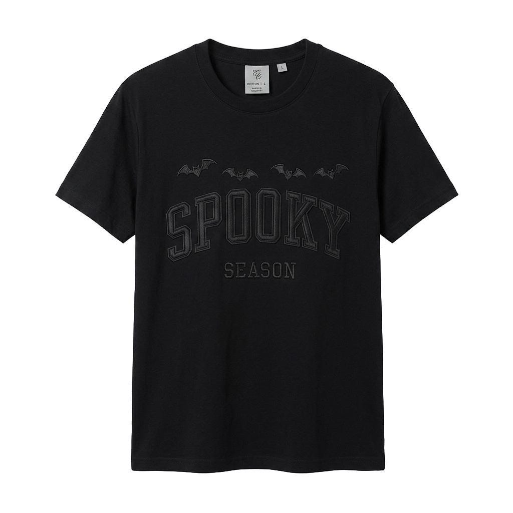 Black Spooky Season embroidered Halloween t-shirt