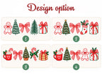 Four Christmas doodle design options for the personalized name mug