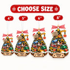 Size chart showing the truck tree ornament from 4 to 8 inches