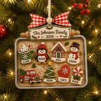 Cookie baking tray ornament for bakers hanging among Christmas lights