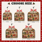 Size chart for the cookie baking tray ornament from 4 to 10 inches
