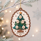 Best Team Ever wooden ornament hanging on a frosted branch