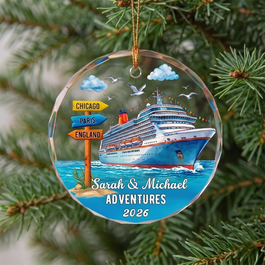 Cruise adventures ornament personalized with Sarah & Michael 2026