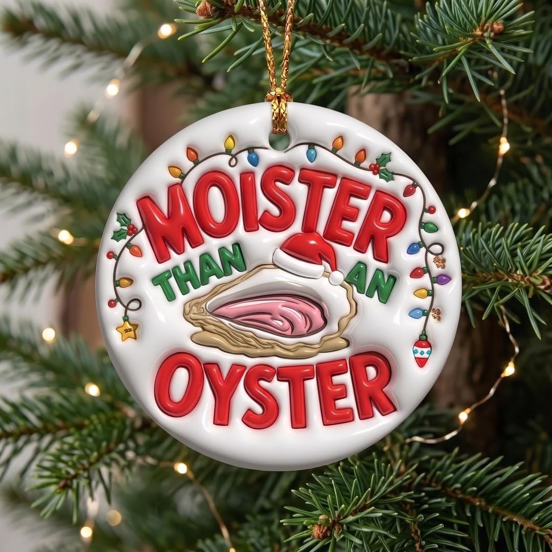 Dirty humor Christmas ornament with fairy lights