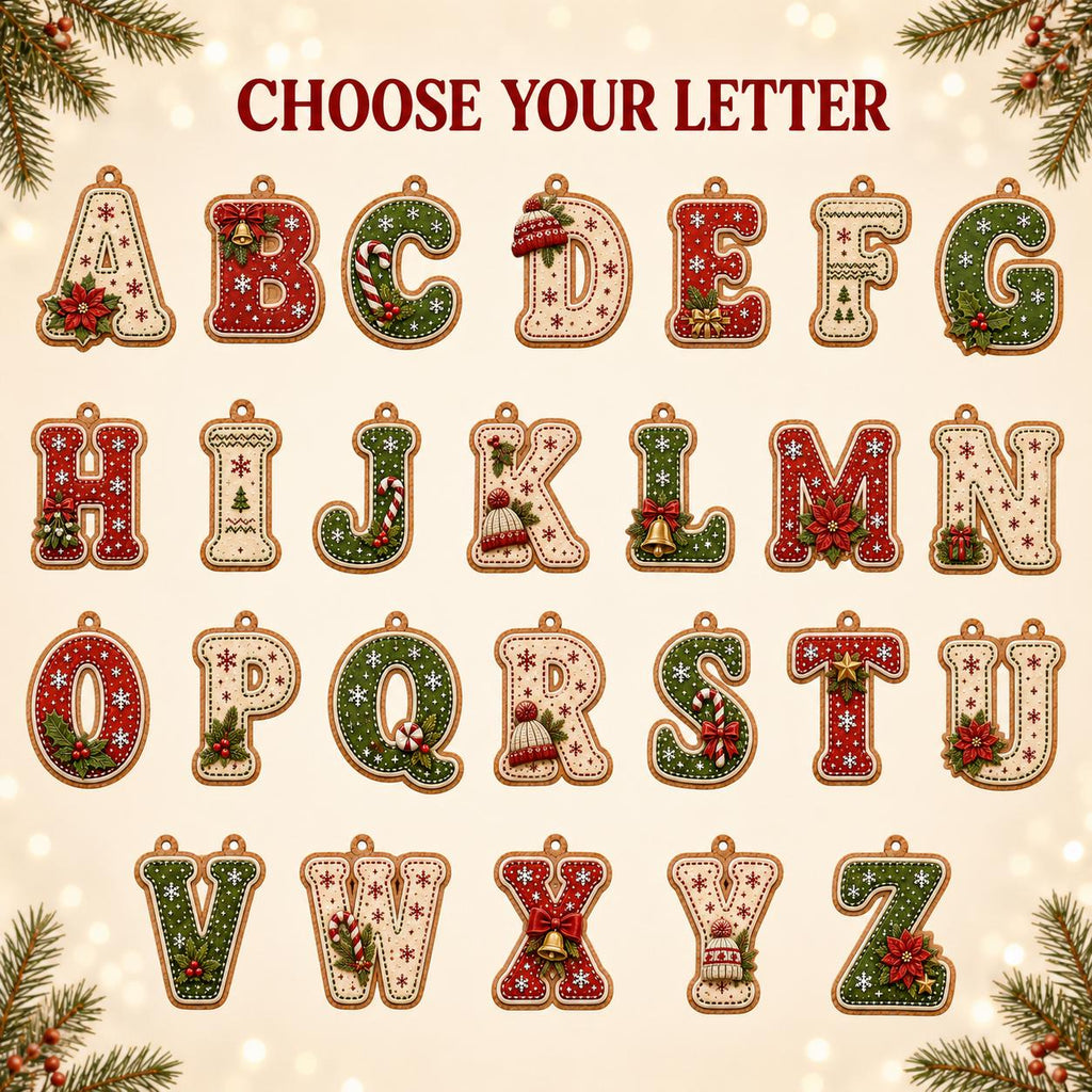 Choose your letter chart of gingerbread alphabet 2-layer ornaments A to Z
