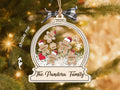 Personalized gingerbread family snow globe ornament with The Pandora Family and 2025