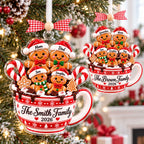 Gingerbread family mug ornaments for The Smith and Brown families