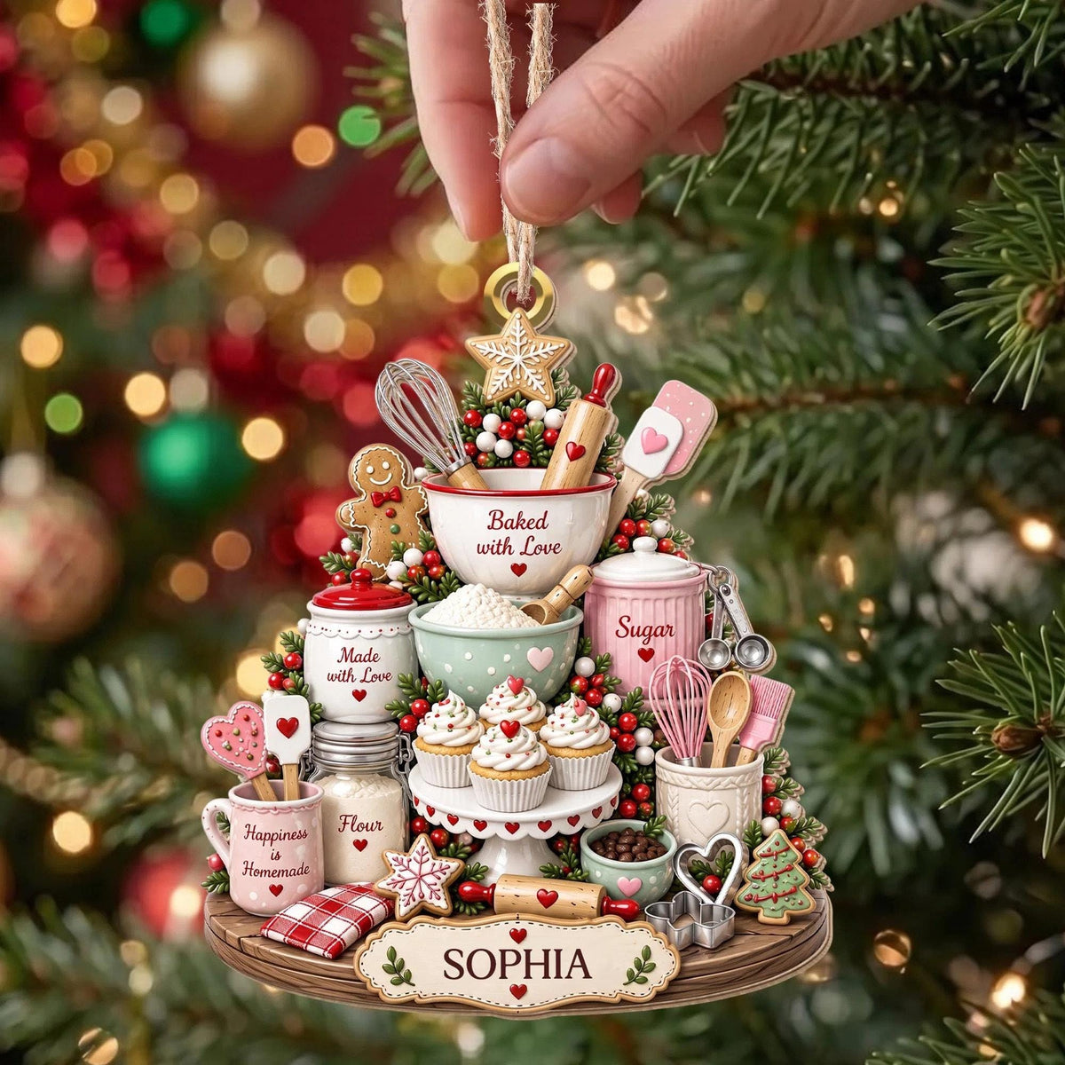 Kitchen baking ornament hanging on a Christmas tree