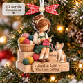 Just a Girl Who Loves Knitting ornament with Olivia and a cat on a tree
