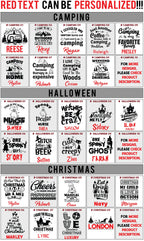 Engraving design ideas: camping, Halloween and Christmas