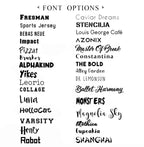 Engraving font options for personalized tumblers