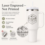 Laser engraved logo tumbler compared with a printed decal