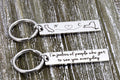 Long distance keychain with California and New York outlines, initials N and C, and a back message