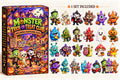 Monster Trick-or-Treat Club Halloween countdown box beside the full set of colorful monster acrylic pieces