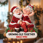 Funny Santa couple ornament Design 2 with Mrs Claus on Santa's lap
