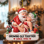 Funny Mr and Mrs Claus ornament Design 3 with names Nick and Anna