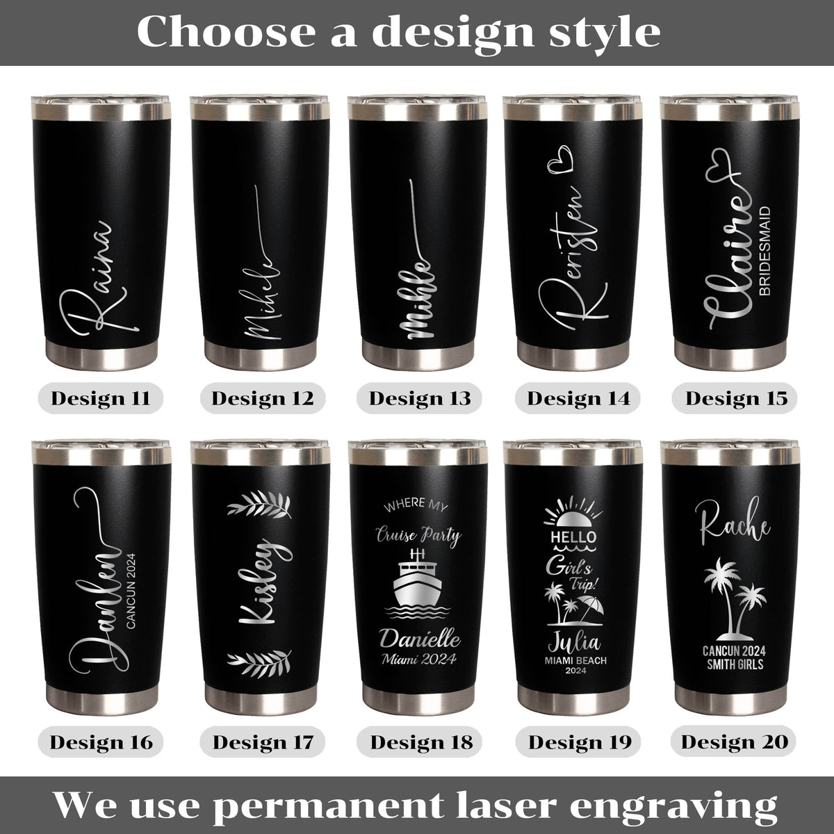 Name tumbler design styles 11 to 20