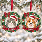 Custom cat and dog portrait wreath ornaments made from pet photos