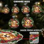 Size chart for the pet wreath ornament from 4 to 12 inches