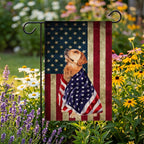Custom American flag garden flag with a golden retriever photo