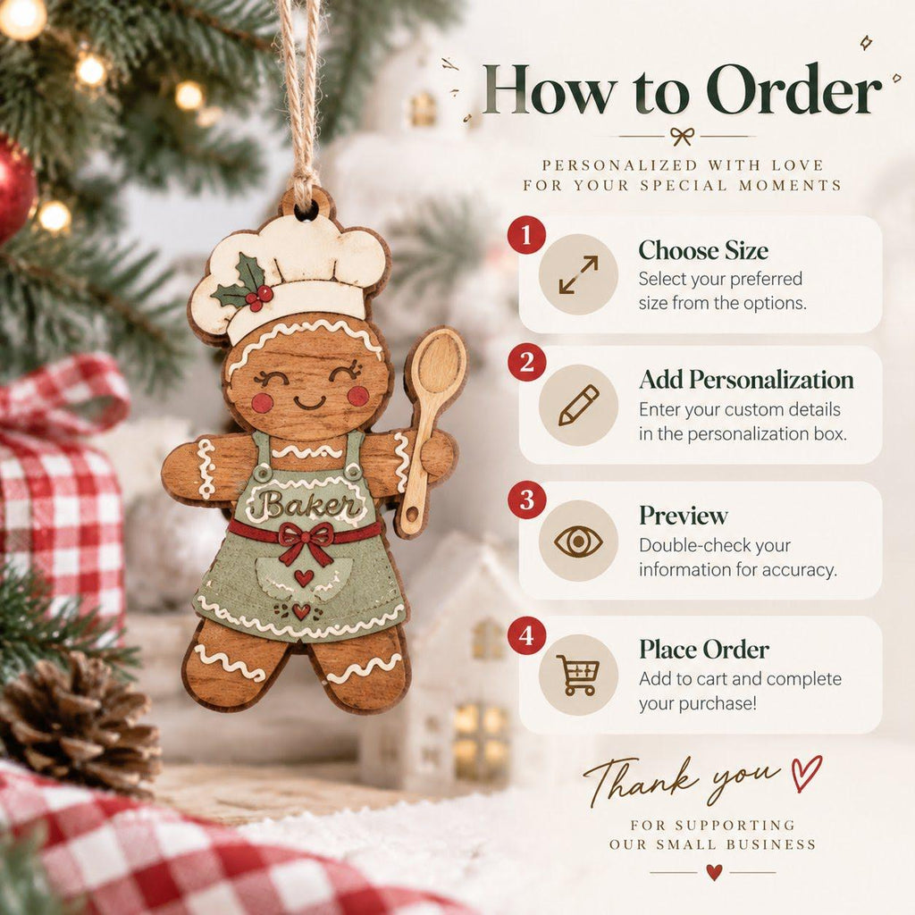How to order steps for the personalized retirement armchair wooden ornament