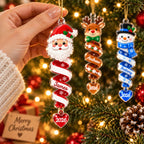 Hand holding the Santa spiral name ornament