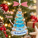 Sea glass family tree ornament in 3 mm acrylic on a tree