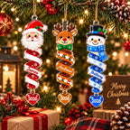 Santa, reindeer and snowman spiral ornaments with names