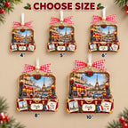 Size chart showing the suitcase ornament from 4 to 10 inches
