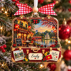 Vietnam suitcase ornament with a Hanoi cafe scene and Emily